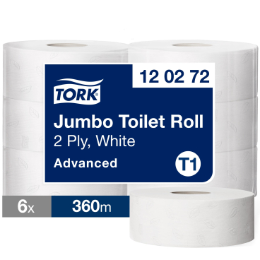 Tork Jumbo Toilettenpapier T1 Advanced, 2-lagig, weiß 1 Paket = 6 Rollen à 360 Meter - Bild-Darstellung des Produktes 1