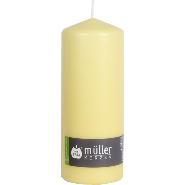 Müller Kerzen Stumpenkerzen, 78 x 200 mm, gepresste Wachsmischung 1 Packung = 4 Stück, Farbe: sonnengelb - Bild-Darstellung des Produktes 1