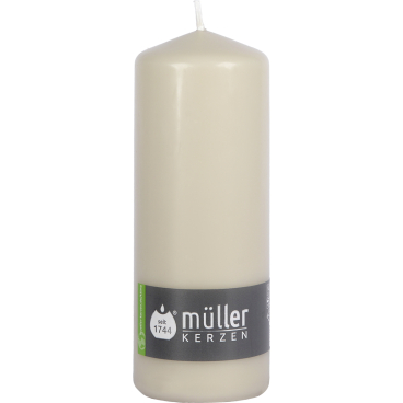 Müller Kerzen Stumpenkerzen, 68 x 180 mm, gepresste Wachsmischung 1 Packung = 6 Stück, Farbe: sand - Bild-Darstellung des Produktes 1