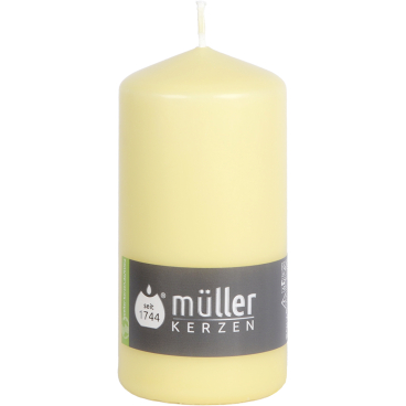 Müller Kerzen Stumpenkerzen, 68 x 135 mm, gepresste Wachsmischung 1 Packung = 6 Stück, Farbe: sonnengelb - Bild-Darstellung des Produktes 1
