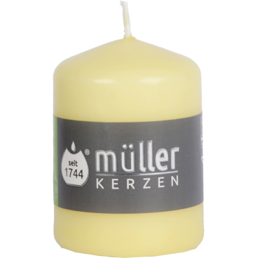 Müller Kerzen Stumpenkerzen, 57 x 80 mm, gepresste Wachsmischung 1 Packung = 6 Stück, Farbe: sonnengelb - Bild-Darstellung des Produktes 1