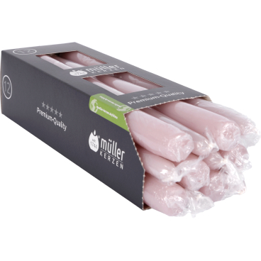 Müller Kerzen Spitzkerzen 22 x 245 mm, einzeln cellophaniert 1 Packung = 24 Stück, Farbe: rosé - Bild-Darstellung des Produktes 1