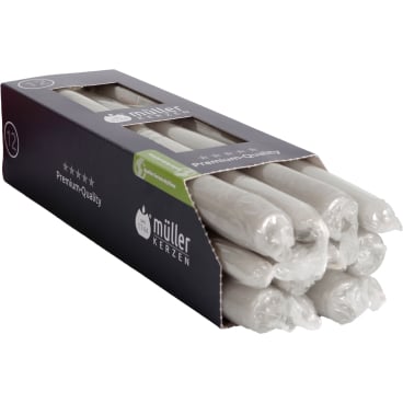 Müller Kerzen Spitzkerzen 22 x 245 mm, einzeln cellophaniert 1 Packung = 24 Stück, Farbe: kiesel - Bild-Darstellung des Produktes 1
