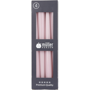 Müller Kerzen Spitzkerzen, 22 x 245 mm, 4er Set 1 Packung = 4 Stück, Farbe: rosé - Bild-Darstellung des Produktes 1