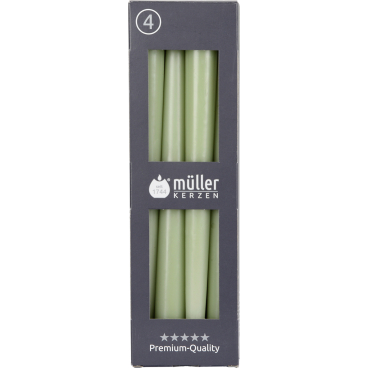 Müller Kerzen Spitzkerzen, 22 x 245 mm, 4er Set 1 Packung = 4 Stück, Farbe: bambusgrün - Bild-Darstellung des Produktes 1