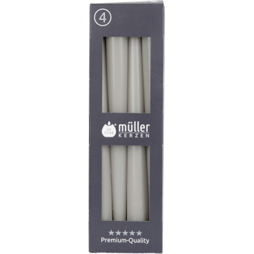 Müller Kerzen Spitzkerzen, 22 x 245 mm, 4er Set 1 Packung = 4 Stück, Farbe: kiesel - Bild-Darstellung des Produktes 1