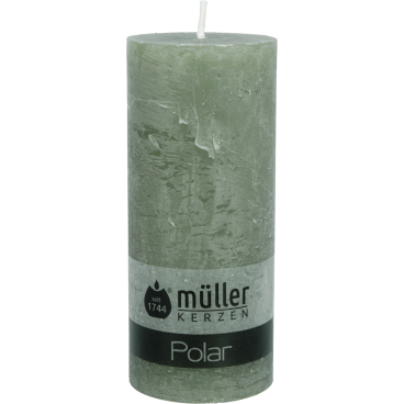 Müller Kerzen Polar Stumpenkerzen, 68 x 160 mm, Raureif-Effekt 1 Packung = 4 Stück, Farbe: efeugrün - Bild-Darstellung des Produktes 1