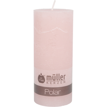 Müller Kerzen Polar Stumpenkerzen, 68 x 160 mm, Raureif-Effekt 1 Packung = 4 Stück, Farbe: rosé - Bild-Darstellung des Produktes 1