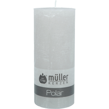 Müller Kerzen Polar Stumpenkerzen, 68 x 160 mm, Raureif-Effekt 1 Packung = 4 Stück, Farbe: kiesel - Bild-Darstellung des Produktes 1