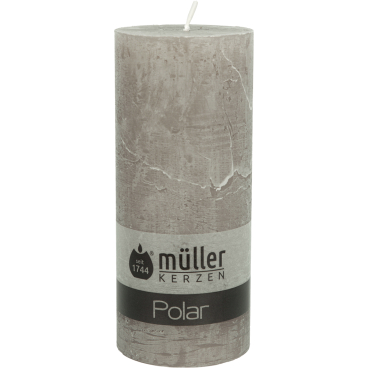 Müller Kerzen Polar Stumpenkerzen, 68 x 160 mm, Raureif-Effekt 1 Packung = 4 Stück, Farbe: hell kaschmir - Bild-Darstellung des Produktes 1