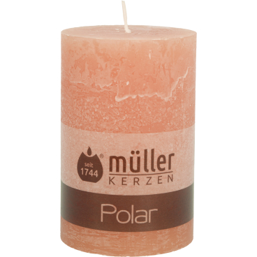 Müller Kerzen Polar Stumpenkerzen, 78 x 120 mm, Raureif-Effekt 1 Packung = 4 Stück, Farbe: zart orange - Bild-Darstellung des Produktes 1