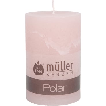 Müller Kerzen Polar Stumpenkerzen, 78 x 120 mm, Raureif-Effekt 1 Packung = 4 Stück, Farbe: rosé - Bild-Darstellung des Produktes 1