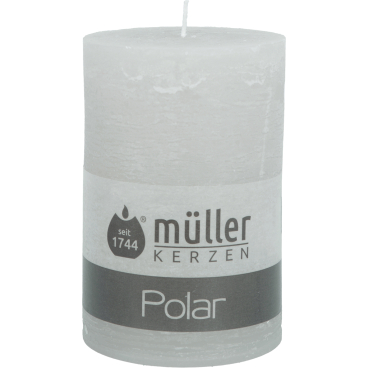 Müller Kerzen Polar Stumpenkerzen, 78 x 120 mm, Raureif-Effekt 1 Packung = 4 Stück, Farbe: kiesel - Bild-Darstellung des Produktes 1