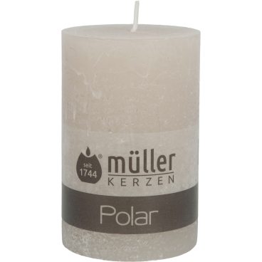 Müller Kerzen Polar Stumpenkerzen, 78 x 120 mm, Raureif-Effekt 1 Packung = 4 Stück, Farbe: sand - Bild-Darstellung des Produktes 1