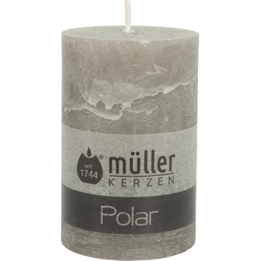 Müller Kerzen Polar Stumpenkerzen, 78 x 120 mm, Raureif-Effekt 1 Packung = 4 Stück, Farbe: hell kaschmir - Bild-Darstellung des Produktes 1