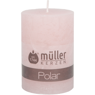 Müller Kerzen Polar Stumpenkerzen, 68 x 100 mm, Raureif-Effekt 1 Packung = 4 Stück, Farbe: rosé - Bild-Darstellung des Produktes 1