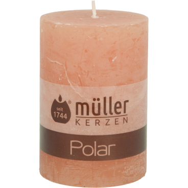Müller Kerzen Polar Stumpenkerzen, 68 x 100 mm, Raureif-Effekt 1 Packung = 4 Stück, Farbe: zart orange - Bild-Darstellung des Produktes 1