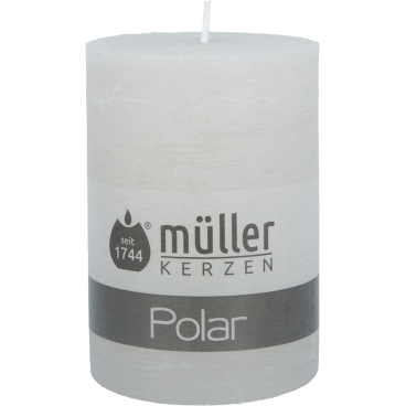 Müller Kerzen Polar Stumpenkerzen, 68 x 100 mm, Raureif-Effekt 1 Packung = 4 Stück, Farbe: kiesel - Bild-Darstellung des Produktes 1