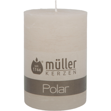 Müller Kerzen Polar Stumpenkerzen, 68 x 100 mm, Raureif-Effekt 1 Packung = 4 Stück, Farbe: sand - Bild-Darstellung des Produktes 1