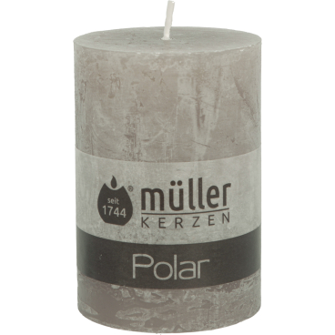 Müller Kerzen Polar Stumpenkerzen, 68 x 100 mm, Raureif-Effekt 1 Packung = 4 Stück, Farbe: hell kaschmir - Bild-Darstellung des Produktes 1