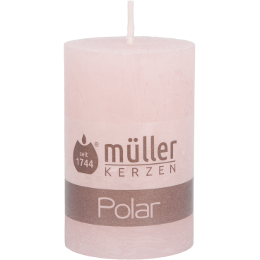 Müller Kerzen Polar Stumpenkerzen, 58 x 90 mm, Raureif-Effekt 1 Packung = 6 Stück, Farbe: rosé - Bild-Darstellung des Produktes 1