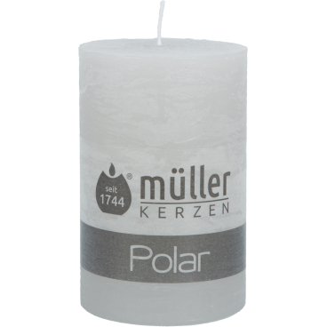 Müller Kerzen Polar Stumpenkerzen, 58 x 90 mm, Raureif-Effekt 1 Packung = 6 Stück, Farbe: kiesel - Bild-Darstellung des Produktes 1