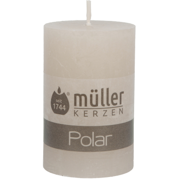Müller Kerzen Polar Stumpenkerzen, 58 x 90 mm, Raureif-Effekt 1 Packung = 6 Stück, Farbe: sand - Bild-Darstellung des Produktes 1