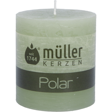 Müller Kerzen Polar Stumpenkerzen, 68 x 75 mm, Raureif-Effekt 1 Packung = 4 Stück, Farbe: bambusgrün - Bild-Darstellung des Produktes 1