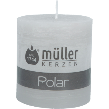 Müller Kerzen Polar Stumpenkerzen, 68 x 75 mm, Raureif-Effekt 1 Packung = 4 Stück, Farbe: kiesel - Bild-Darstellung des Produktes 1