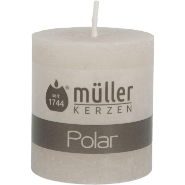 Müller Kerzen Polar Stumpenkerzen, 68 x 75 mm, Raureif-Effekt 1 Packung = 4 Stück, Farbe: sand - Bild-Darstellung des Produktes 1