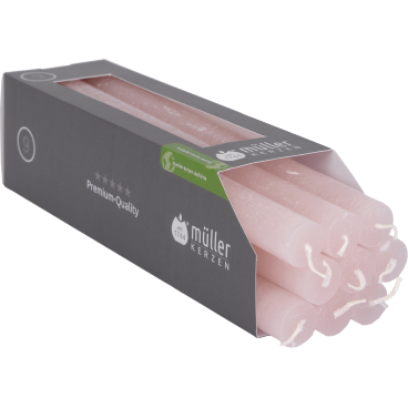 Müller Kerzen Polar Stabkerzen, 22 x 250 mm, Raureif-Effekt 1 Packung = 18 Stück, Farbe: rosé - Bild-Darstellung des Produktes 1