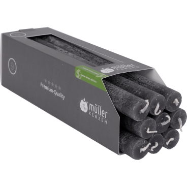 Müller Kerzen Polar Stabkerzen, 22 x 250 mm, Raureif-Effekt 1 Packung = 18 Stück, Farbe: asphalt - Bild-Darstellung des Produktes 1