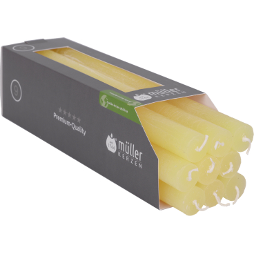 Müller Kerzen Polar Stabkerzen, 22 x 250 mm, Raureif-Effekt 1 Packung = 18 Stück, Farbe: sonnengelb - Bild-Darstellung des Produktes 1