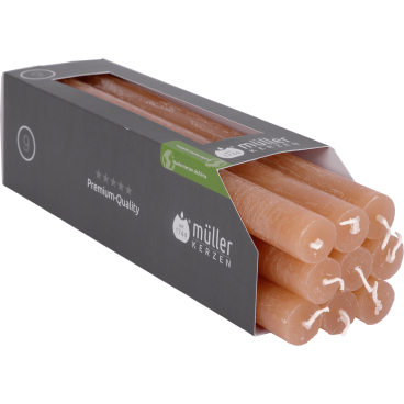 Müller Kerzen Polar Stabkerzen, 22 x 250 mm, Raureif-Effekt 1 Packung = 18 Stück, Farbe: zart orange - Bild-Darstellung des Produktes 1