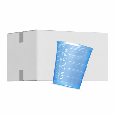 MED-COMFORT BASIC Einweg-Medizinbecher, 30 ml 1 Karton = 100 Packungen à 90 Stück, Farbe: blau - Bild-Darstellung des Produktes 1