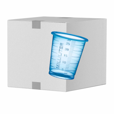 EDLICH & HABEL Medizinbecher 30 ml, graduiert 1 Karton = 60 Packungen à 80 Stück, blau - Bild-Darstellung des Produktes 1