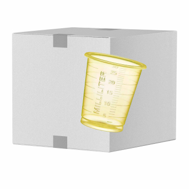 EDLICH & HABEL Medizinbecher 30 ml, graduiert 1 Karton = 60 Packungen à 80 Stück, gelb - Bild-Darstellung des Produktes 1