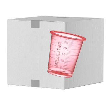 EDLICH & HABEL Medizinbecher 30 ml, graduiert 1 Karton = 60 Packungen à 80 Stück, rot - Bild-Darstellung des Produktes 1