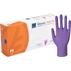 Abena Re-Seller GmbH ABENA® Sensitive Nitril Einweghandschuhe, lila, Unsterile, puderfreie Einmalhandschuhe mit Rollrand, 1 Packungen = 100 Stück, Größe M 290722