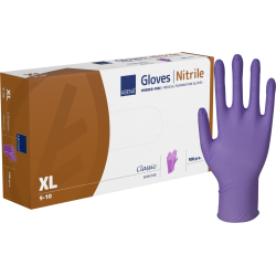 Abena Re-Seller GmbH ABENA® Sensitive Nitril Einweghandschuhe, lila, Unsterile, puderfreie Einmalhandschuhe mit Rollrand, 1 Packungen = 100 Stück, Größe XL 290724