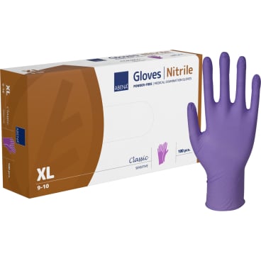 ABENA® Sensitive Nitril Einweghandschuhe, lila 1 Karton = 10 Packungen à 100 Stück, Größe XL - Bild-Darstellung des Produktes 1