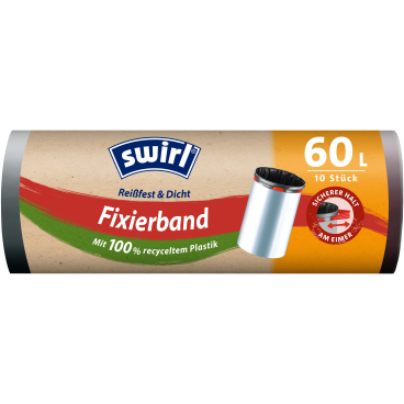 Swirl® Müllbeutel Reißfest, mit Fixierband, 60 Liter 1 Rolle = 10 Beutel - Bild-Darstellung des Produktes 1