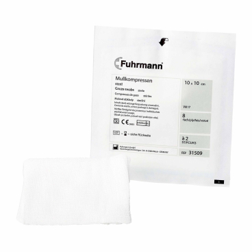 Fuhrmann Mullkompressen steril 1 Packung = 50 x 2 Stück = 100 Stück, 10 x 10 cm - Bild-Darstellung des Produktes 1