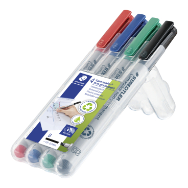 Staedtler Folienstift Lumocolor® non permanent, wasserlöslich 1 Etui = 4 Stück, aufstellbar, Linienbreite B - Bild-Darstellung des Produktes 1