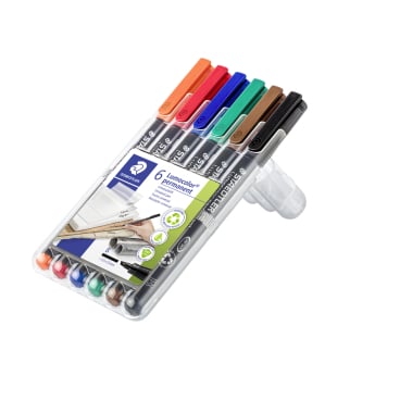 Staedtler Fineliner Lumocolor® permanent pen 314, nachfüllbar 1 Etui = 6 Stück, aufstellbar, Linienbreite B - Bild-Darstellung des Produktes 1