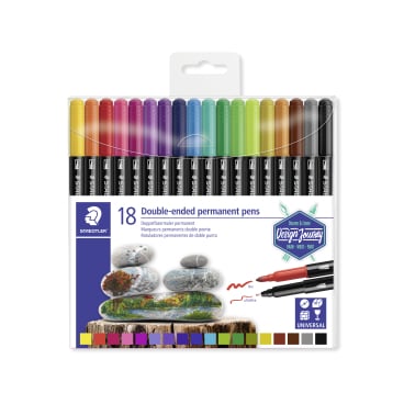 STAEDTLER Fasermaler 3187 mit Doppelspitze, permanent 18 Farben 1 Etui = 18 Stifte - Bild-Darstellung des Produktes 1