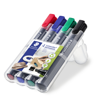 Staedtler permanent Textmarker Lumocolor® 350,  2,0 - 5,0 mm 1 Etui = 4 Stück, aufstellbar - Bild-Darstellung des Produktes 1