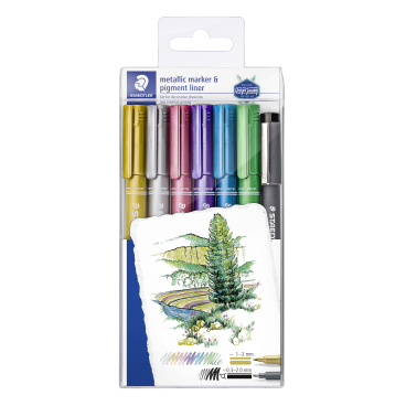 STAEDTLER Marker metallic pen 8323, 6 + 1 Farben 1 Packung = 6 Stück - Bild-Darstellung des Produktes 1