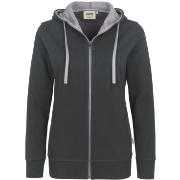HAKRO Damen-Kapuzen-Jacke Bonded 255, grau – Single-Jersey mit Microfleece, YKK-Reißverschluss XL - Bild-Darstellung des Produktes 1