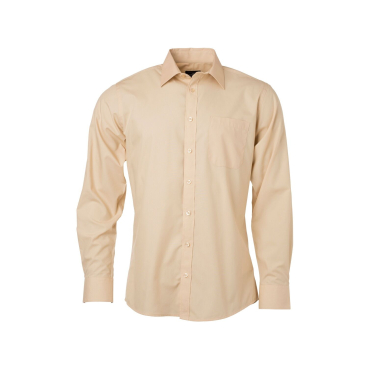 Langarm-Hemd JN678 – Popeline Easy-Care, 65% Polyester / 35% Baumwolle, stone Farbe: stone, Größe: L - Bild-Darstellung des Produktes 1